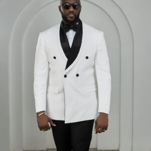 White Suit With black lapel